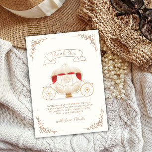Gold Elegant Fairytale Carriage Baby Shower  Thank You Card