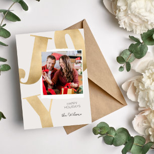 Gold Elegant Family Photo Christmas Holiday Card