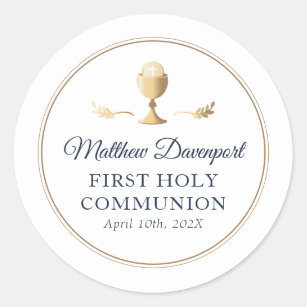 Gold Elegant First Communion Favour Sticker