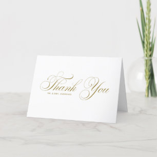 Gold Elegant Flourish Script Wedding Thank You Card
