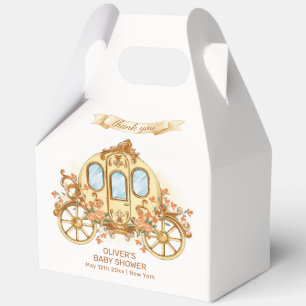 Gold Elegant Flower Prince Carriage Baby Shower Favor Box