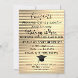 Gold Elegant Glam Graduation Invitation