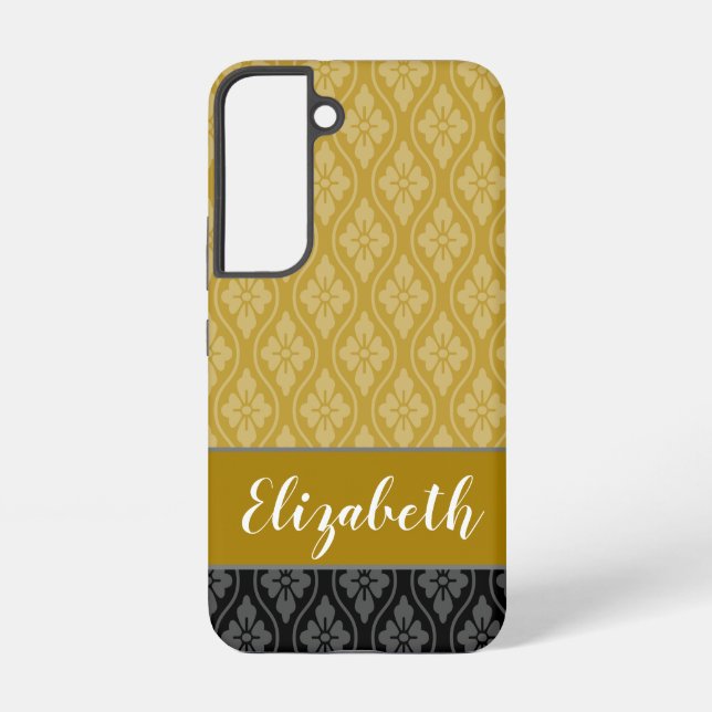 Gold Elegant Japanese Tatewaku Pattern Samsung Galaxy S22 Case (Back)