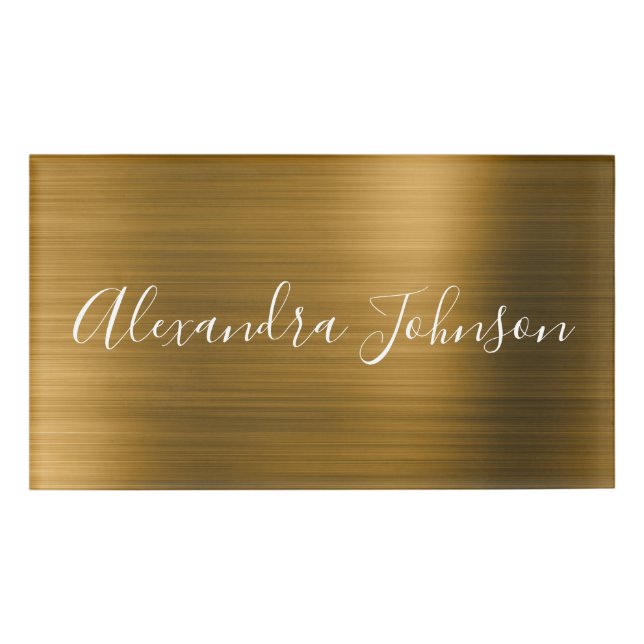 Gold Elegant Luxury Foil Modern Name Tag (Front)