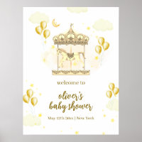 Gold Elegant Magical Carousel Baby Shower Welcome