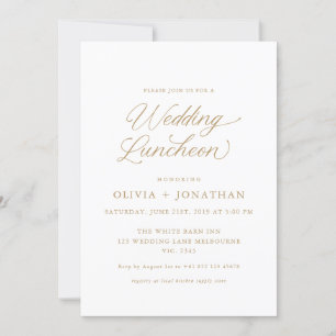 Gold Elegant Modern Calligraphy Wedding Luncheon Invitation