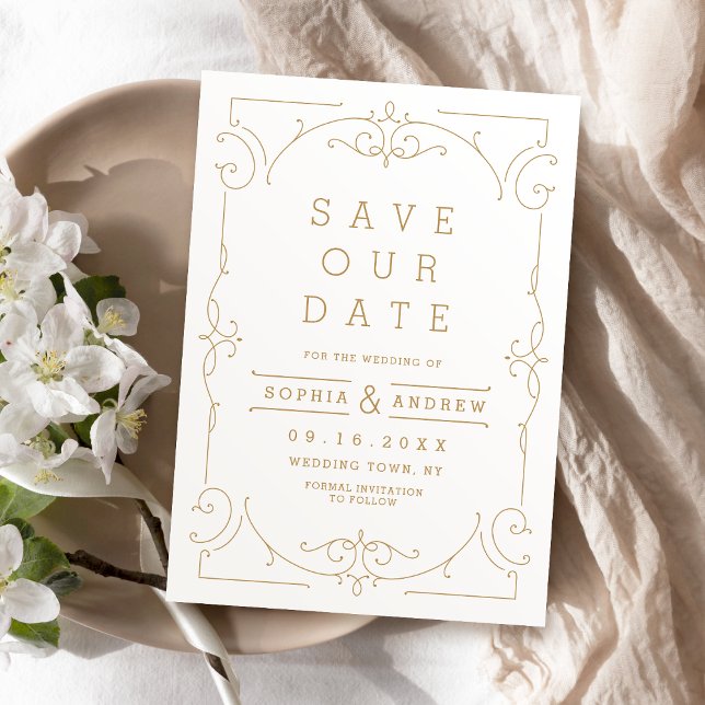 Gold Elegant modern classic wedding save the date (Gold Elegant modern classic wedding save the date)