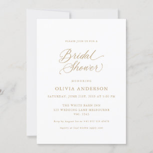 Gold Elegant Modern Script Calligraphy Invitation