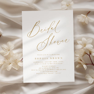 Gold elegant modern script minimal bridal shower  invitation