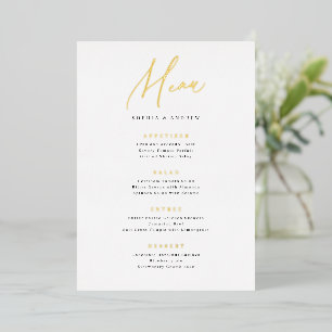 Gold elegant modern script minimalist wedding menu