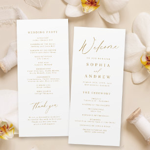 Gold elegant modern script minimalist wedding program