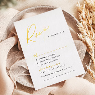Gold elegant modern script minimalist wedding RSVP