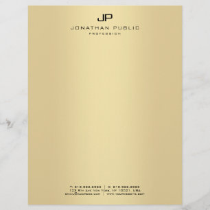 Gold Elegant Monogram Glamour Template Modern Letterhead