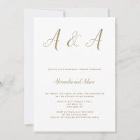 Gold elegant monogram rehearsal dinner invitations
