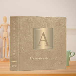 Gold elegant monogrammed modern name script office binder