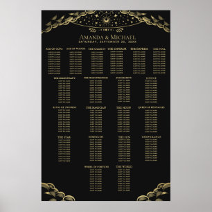Gold Elegant Mystical Tarot Wedding Seating Chart