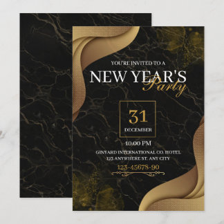 Gold Elegant New Year's Eve Party Invitation