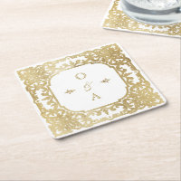 Gold elegant ornate vintage couple monogram