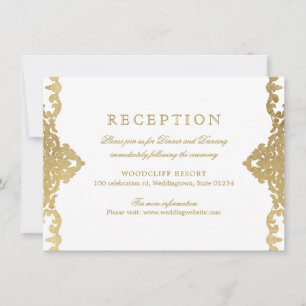 Gold elegant ornate vintage wedding reception invitation