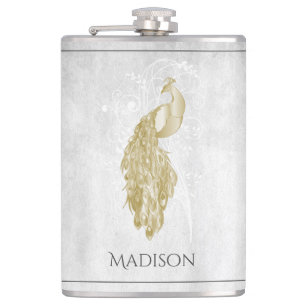 Gold Elegant Peacock Flask
