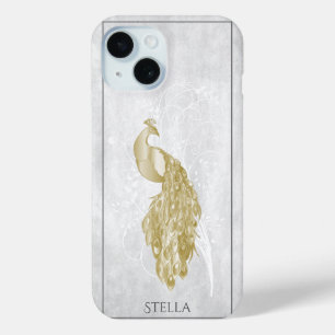 Gold Elegant Peacock Personalized iPhone 15 Case