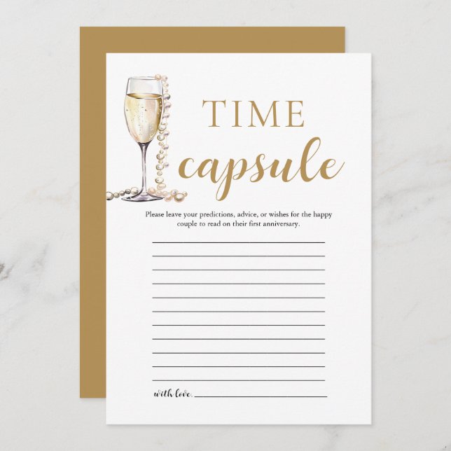 Gold Elegant Pearls and Prosecco Time Capsule Card (Front/Back)