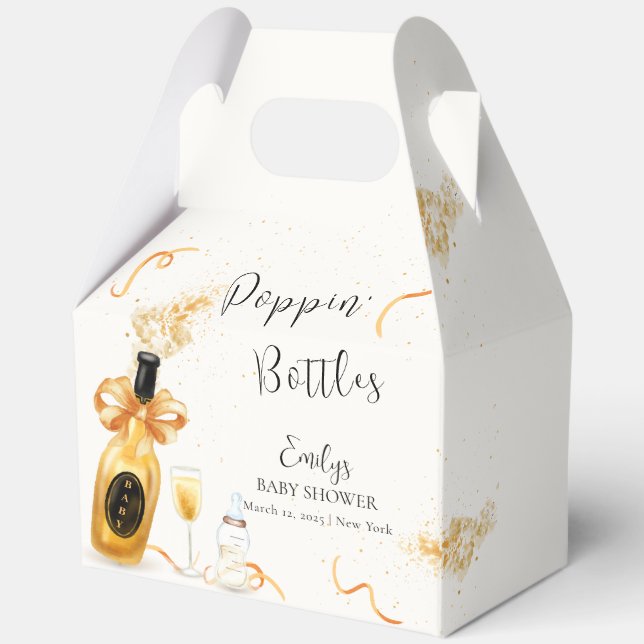 Gold Elegant Poppin Bottles Champagne Baby Shower  Favor Box (Back)