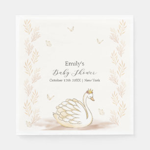 Gold Elegant Princess Swan Butterfly Baby Shower  Napkin