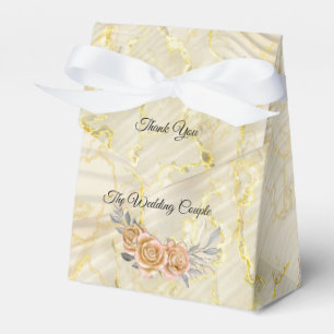 Gold Elegant Ripple Effect & Roses Favor Box