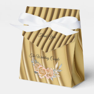 Gold Elegant Ripple Effect & Roses Favor Box