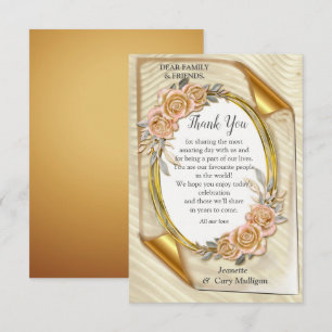 Gold Elegant Ripple Effect & Roses Leaves and Bird RSVP Card
