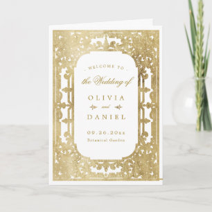 Gold elegant romantic ornate vintage wedding program