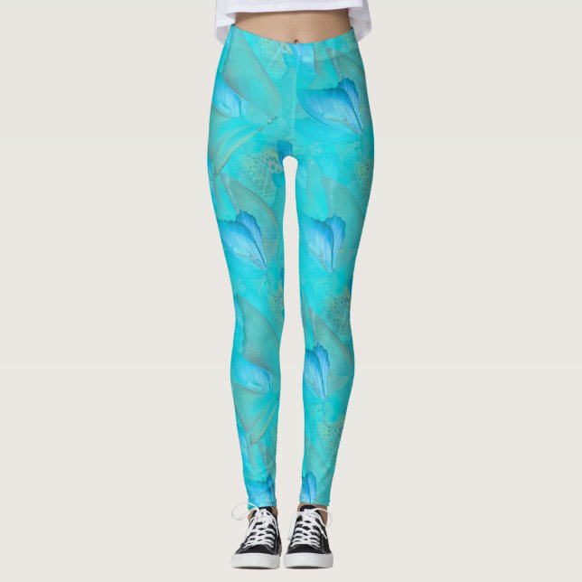 Gold Elegant Rose line drawing Leggings (Front)
