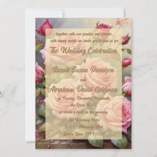 Gold Elegant rose Roses Invitations de mariage