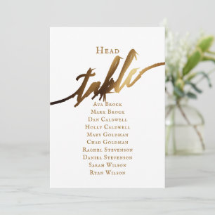 Gold Elegant Script Head Table Seating Chart Invitation