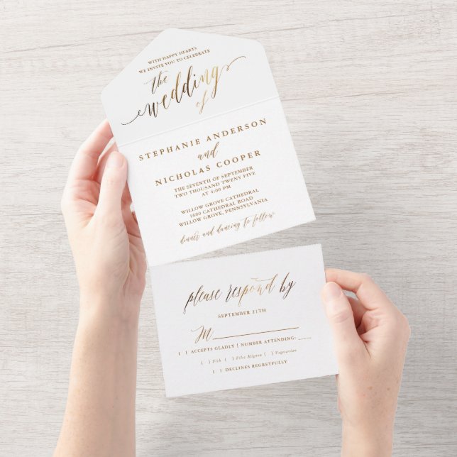 Gold Elegant Script Invitation (Tearaway)