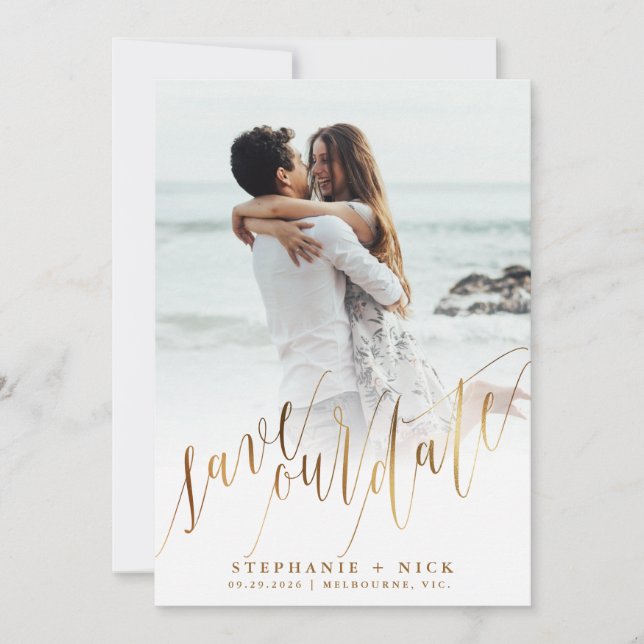 Gold Elegant Script Invitation (Front)