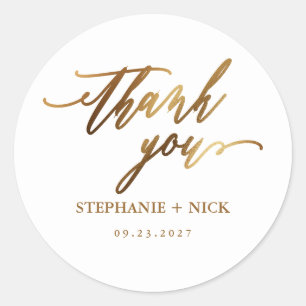 Gold Elegant Script Invitation Classic Round Sticker