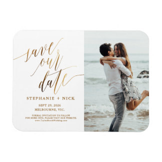 Gold Elegant Script Invitation Magnet
