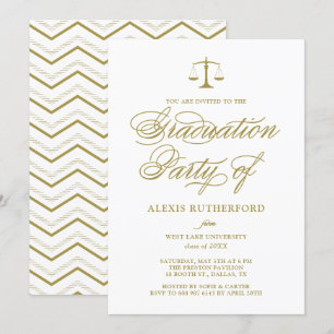 Gold Elegant Script Law School Graduation Invitation