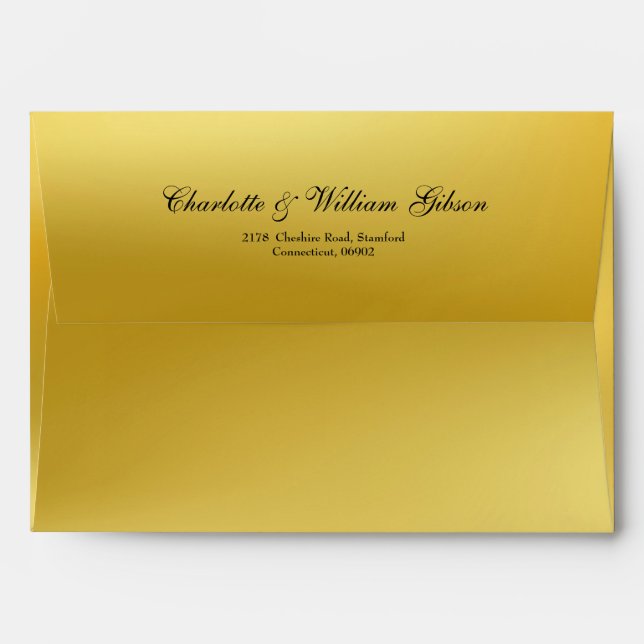 Gold Elegant Script Name Return Address Envelope (Back (Top Flap))