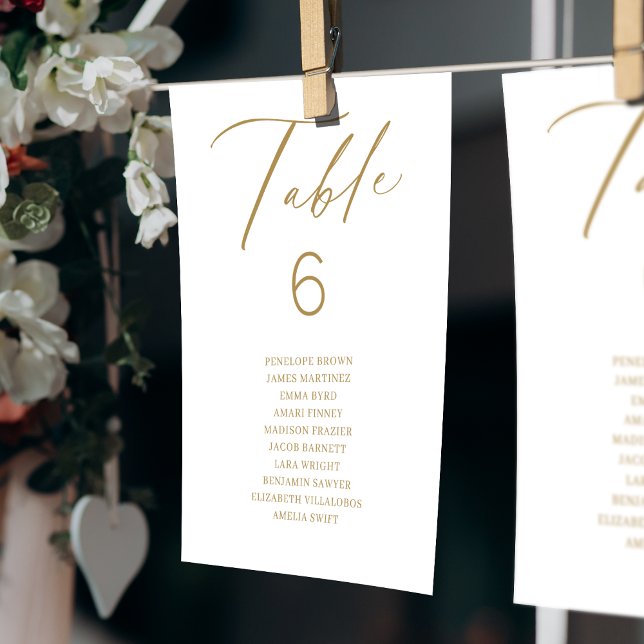 Gold elegant script table number seating chart (Gold elegant script table number seating chart)