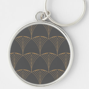 Gold, elegant simple luxurious traditional pattern keychain