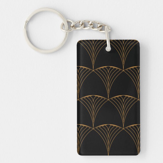 Gold, elegant simple luxurious traditional pattern keychain (Front)