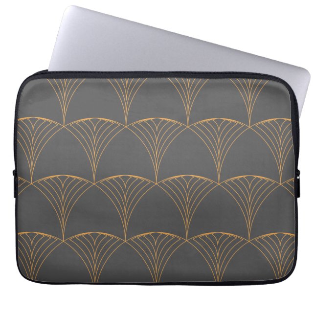 Gold, elegant simple luxurious traditional pattern laptop sleeve (Front)