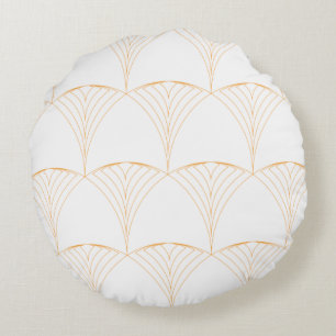 Gold, elegant simple luxurious traditional pattern round pillow