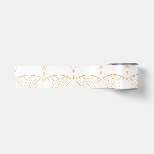 Gold, elegant simple luxurious traditional pattern satin ribbon (Front)