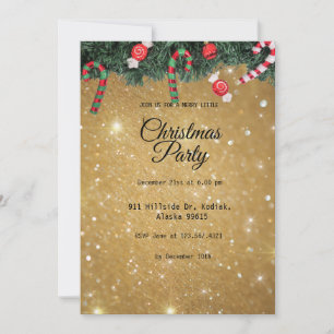 Gold Elegant Simple Modern Christmas Party Invitation