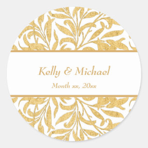 Gold Elegant Style Wedding Classic Round Sticker