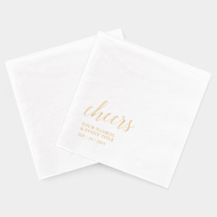 Gold   Elegant Stylish Lettering Cheers Event Foil Napkins